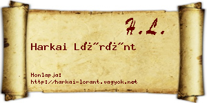Harkai Lóránt névjegykártya